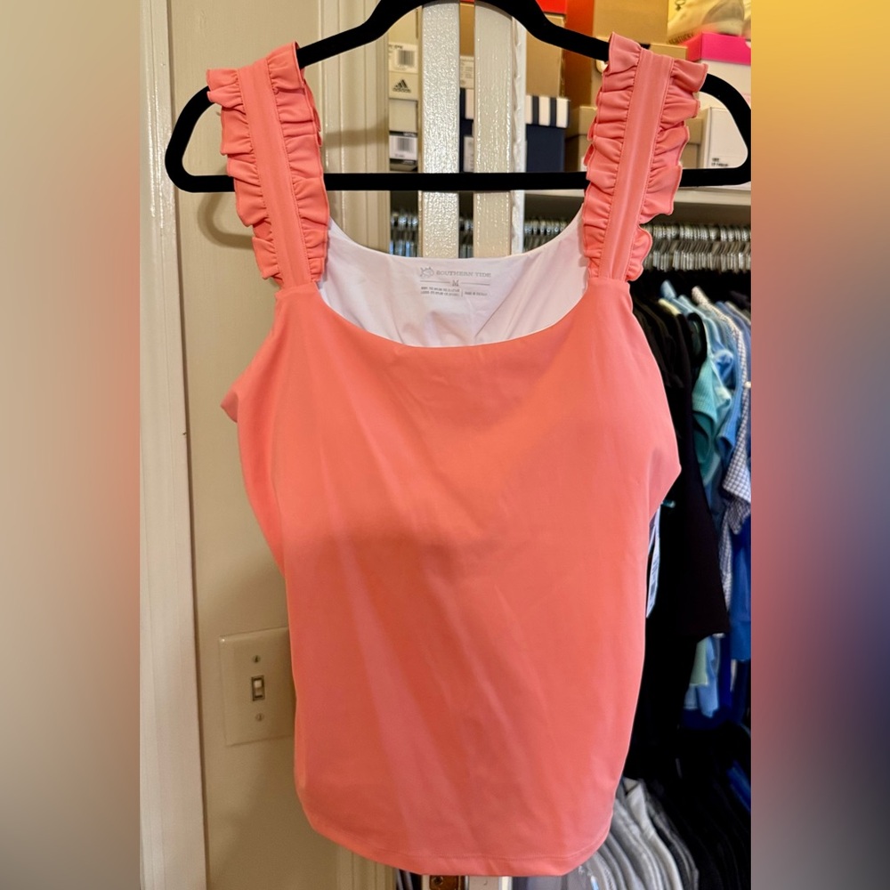 NWT Southern Tide Coral Ruffle Tank Top - Picture 6 of 10